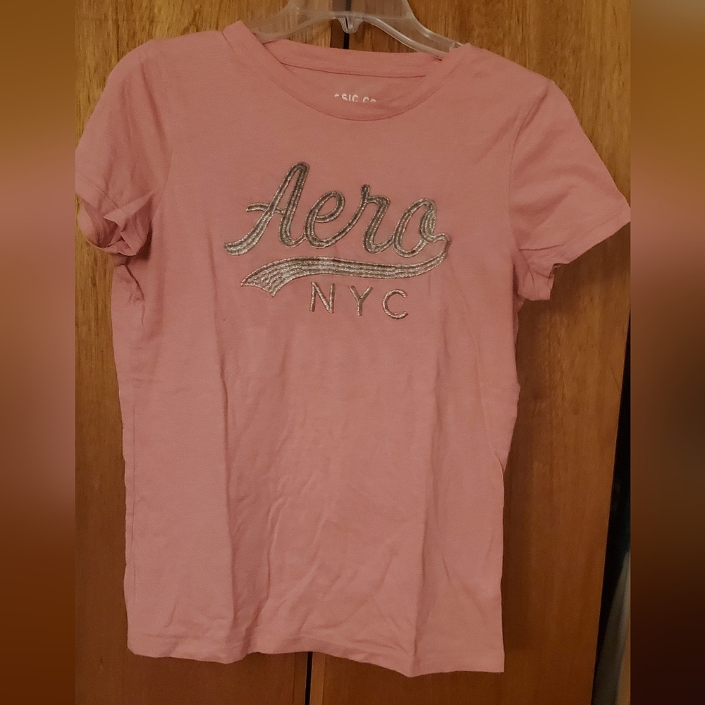 Women's Aeropostale Graphic Pink Short Sleeve T-shirt Bling Sz Med
